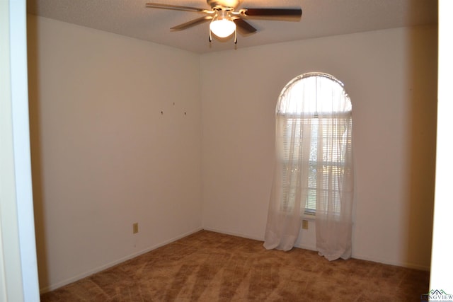 carpeted empty room featuring ceiling fan and a healthy amount of sunlight