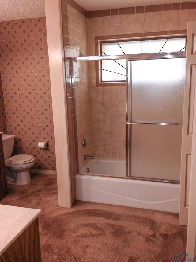 1204-1206 Brandywine, Longview, TX 75601 - full bath featuring enclosed tub / shower combo, vanity, and wallpapered walls