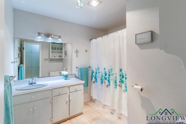354 Royal Cir, Whitehouse, TX 75791 - bathroom featuring vanity, tile patterned floors, and a shower with shower curtain