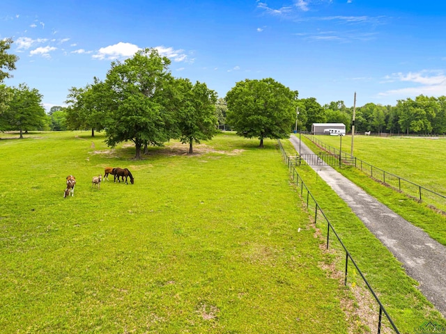 surrounding community with a rural view and a yard