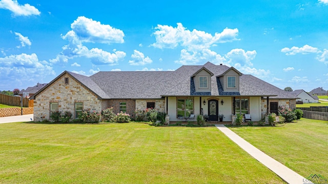 view of front facade with a porch and a front lawn