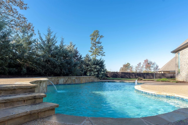 view of pool with fence and a fenced in pool