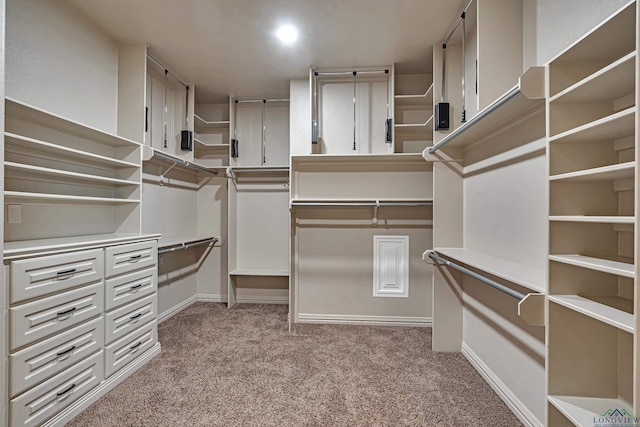 spacious closet with carpet flooring