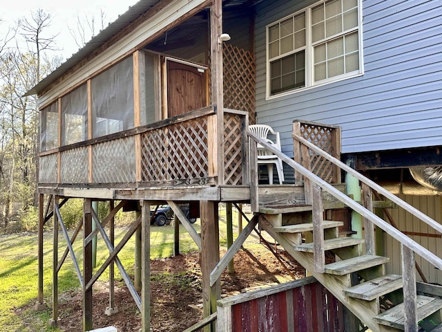 exterior space featuring a sunroom