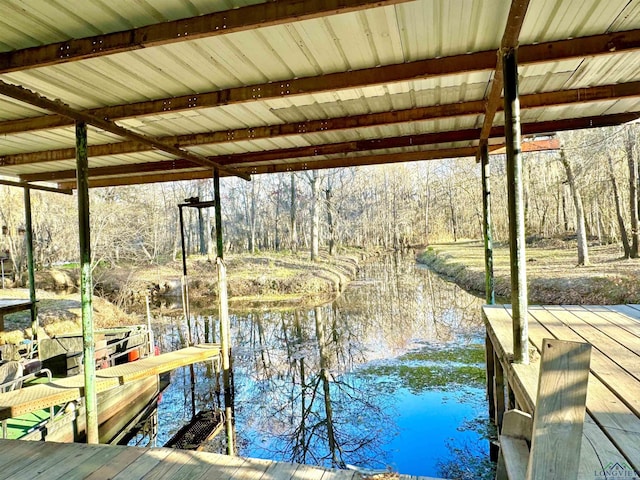 view of dock featuring a water view