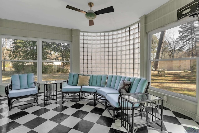1228 Hillcrest Dr, Longview, TX 75601 - sunroom / solarium with an outdoor living space and a ceiling fan
