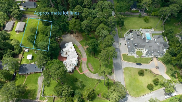 1228 Hillcrest Dr, Longview, TX 75601 - aerial view of property and surrounding area with property parcel outlined
