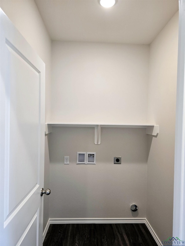 clothes washing area featuring washer hookup, dark hardwood / wood-style flooring, and hookup for an electric dryer