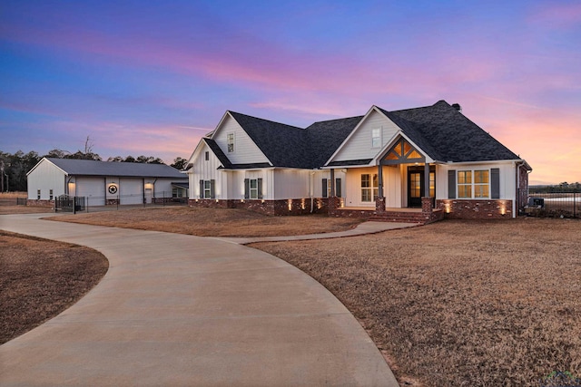 view of modern inspired farmhouse