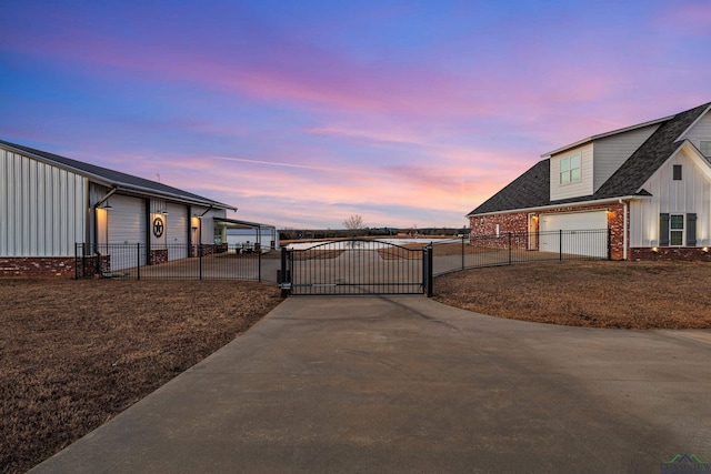 exterior space featuring a garage