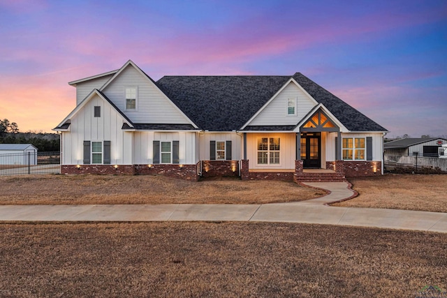 view of modern inspired farmhouse