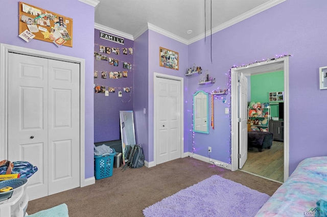 1105 N Bolivar, Marshall, TX 75670 - bedroom with ornamental molding and carpet