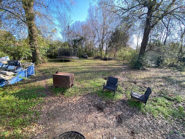 view of yard with a trampoline