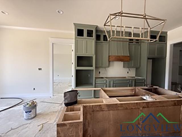 208 Lafoy Ln, Hallsville, TX 75650 - kitchen with baseboards and a center island
