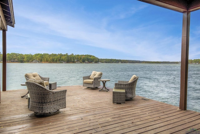 view of dock featuring a water view