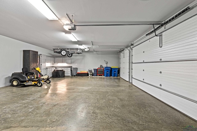 garage with a garage door opener