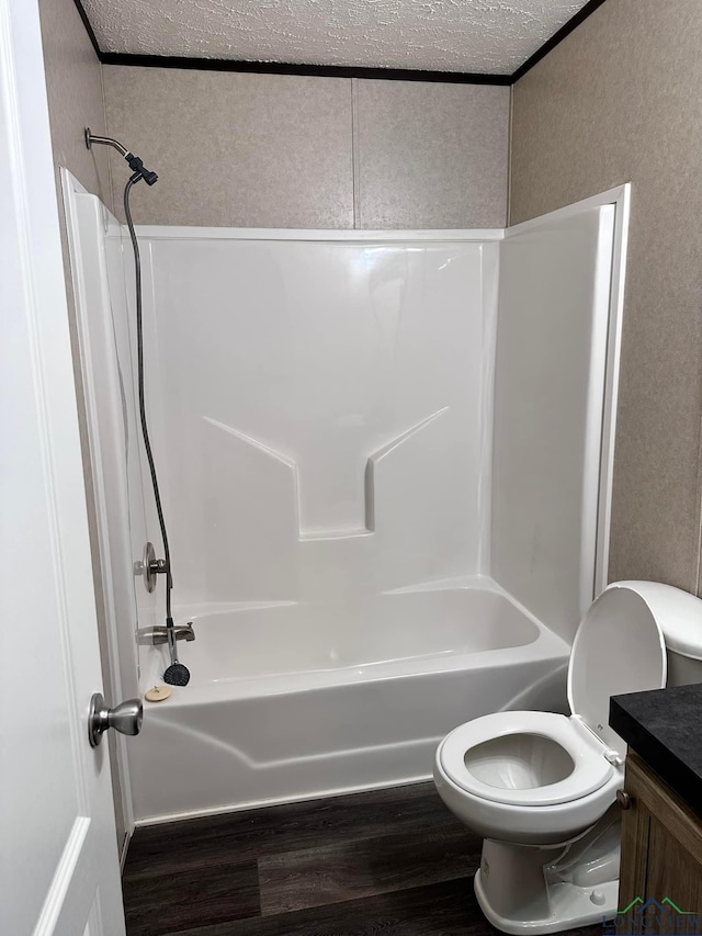 12700 2184 D, Tatum, TX 75691 - bathroom with toilet, wood finished floors, shower / washtub combination, and vanity