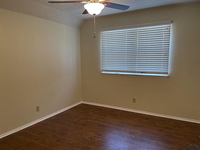 411 E Carolanne Blvd, Marshall, TX 75672 - empty room with ceiling fan, hardwood / wood-style flooring, lofted ceiling, and baseboards