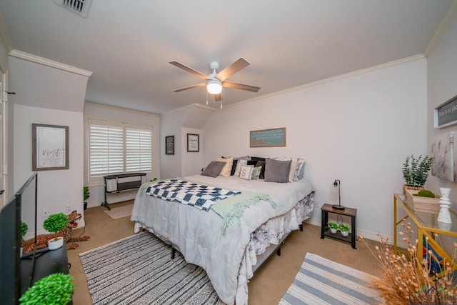 1124 Stillmeadow Ln, Longview, TX 75604 - bedroom featuring light carpet, ornamental molding, and a ceiling fan