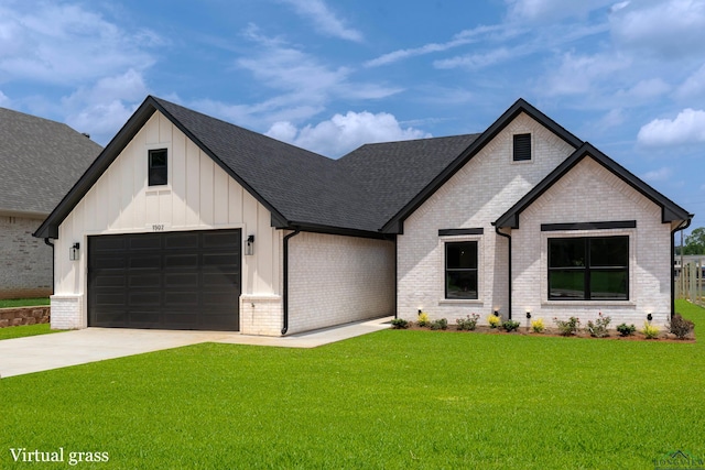 1507 Wellington Ln, Longview, TX 75605 - modern farmhouse featuring board and batten siding, concrete driveway, an attached garage, and a front yard