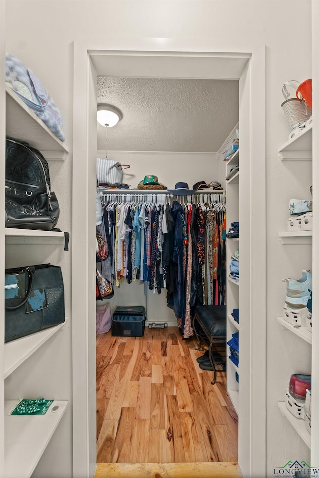 walk in closet featuring hardwood / wood-style floors