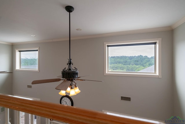 335 Winding Way, Hallsville, TX 75650 - detailed view of crown molding and a ceiling fan