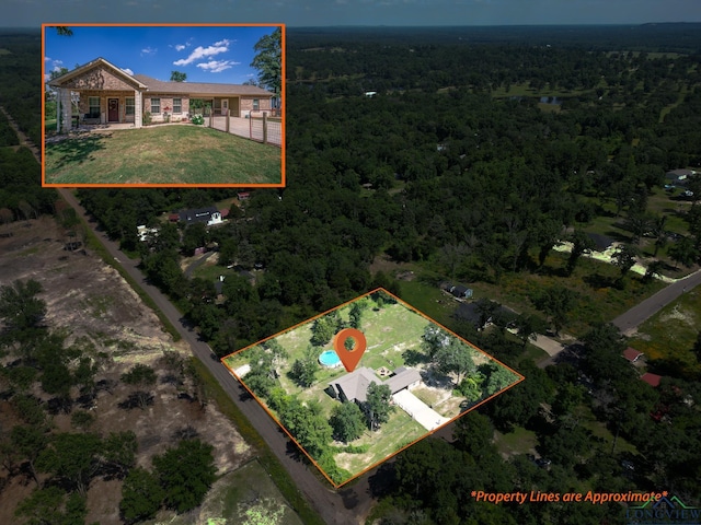 aerial view with a forest view