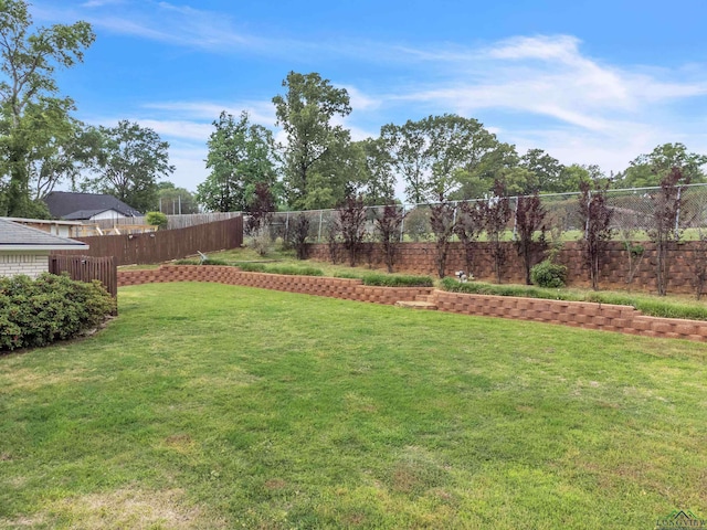 view of yard featuring a fenced backyard