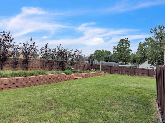 view of yard featuring a fenced backyard