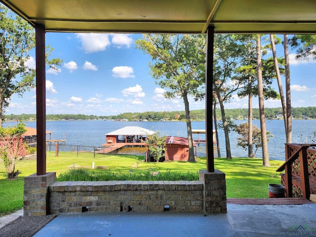 view of water feature featuring a gazebo