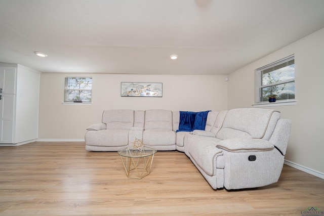 living room featuring light hardwood / wood-style flooring