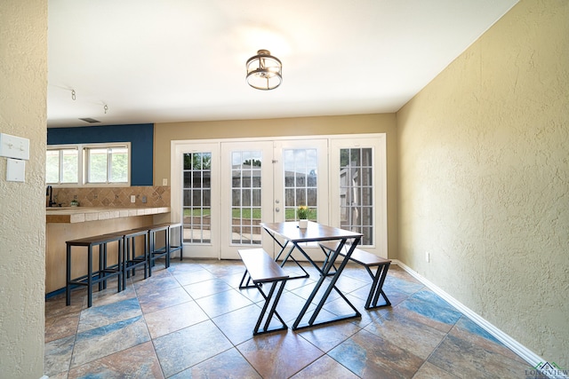 dining area with french doors