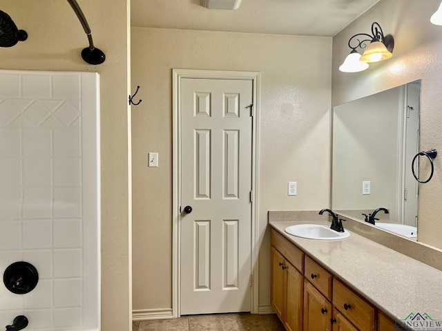 bathroom with vanity and shower / bath combination