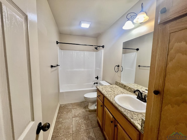 full bathroom featuring vanity, toilet, and shower / bath combination