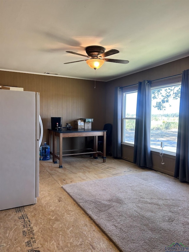 home office featuring ceiling fan