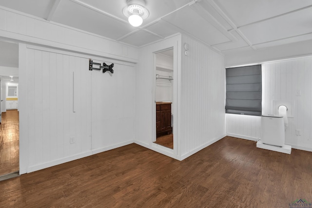 interior space with built in features and dark wood-type flooring