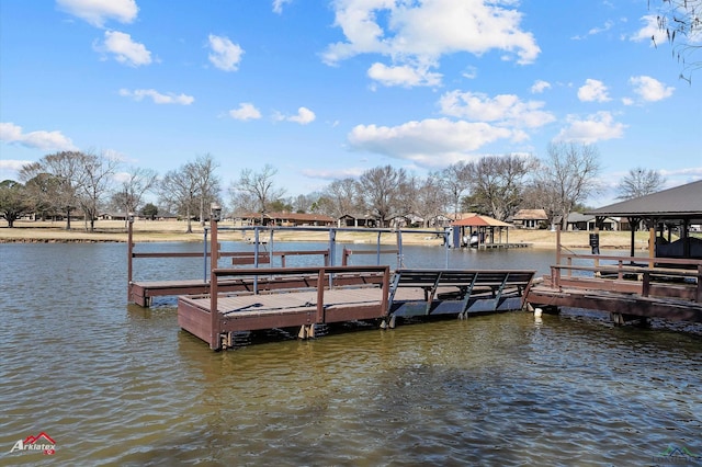 dock area featuring a water view