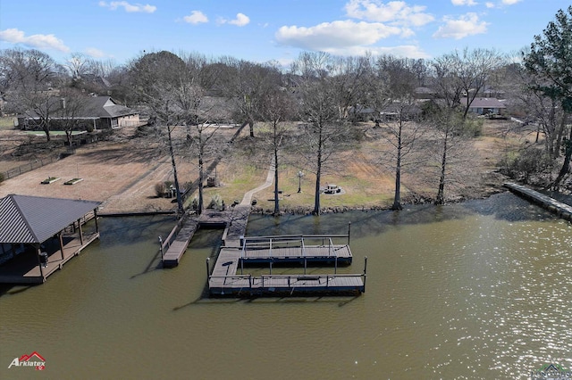 dock area with a water view