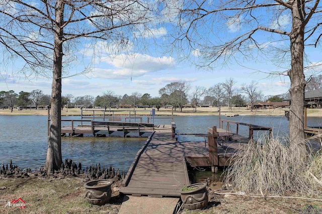 view of dock featuring a water view