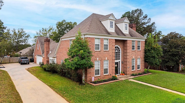 view of front of home with a garage and a front yard