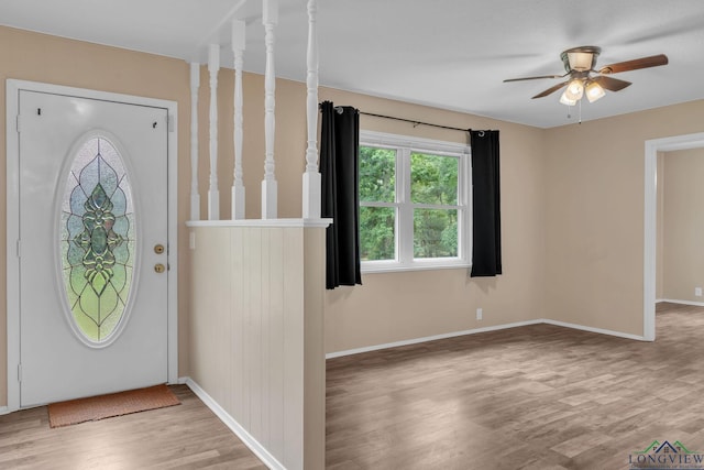 4202 Brent Rd, Longview, TX 75604 - foyer with wood finished floors, ceiling fan, and baseboards