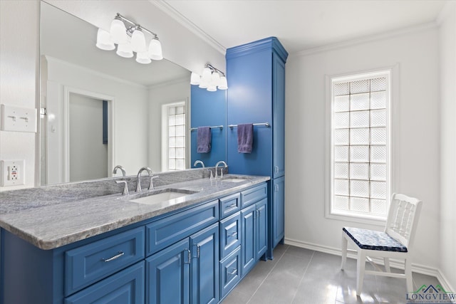 3314 Storey Lk, Tyler, TX 75707 - full bath with tile patterned floors, a sink, double vanity, and crown molding