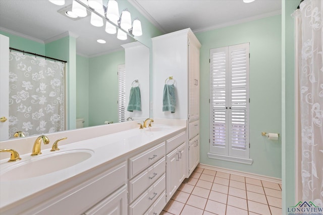 3314 Storey Lk, Tyler, TX 75707 - full bath featuring tile patterned floors, crown molding, and a sink