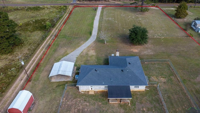 drone / aerial view featuring a rural view