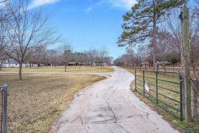 view of street with a gated entry and a gate