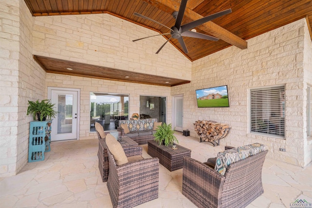 20064 Fm 1716 E, Tatum, TX 75691 - view of patio / terrace with ceiling fan and an outdoor hangout area