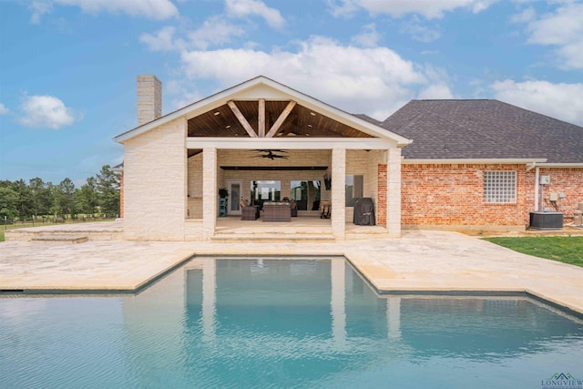 20064 Fm 1716 E, Tatum, TX 75691 - outdoor pool with an outdoor hangout area, a patio area, and ceiling fan