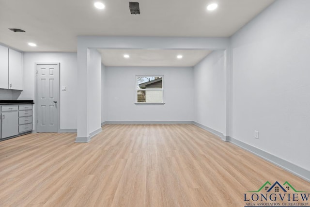 unfurnished living room with light hardwood / wood-style flooring