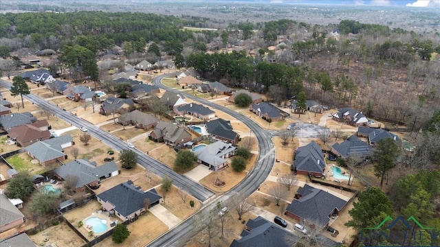 1900 Frostwood Dr, Tyler, TX 75703 - aerial view featuring a wooded view and a residential view