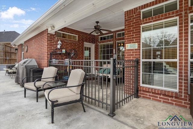 1900 Frostwood Dr, Tyler, TX 75703 - view of patio featuring grilling area and a ceiling fan